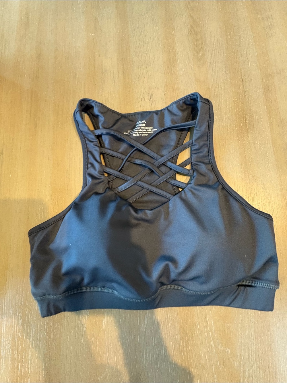 KIAVA Black Racerback Sports Bra with Lattice Straps
